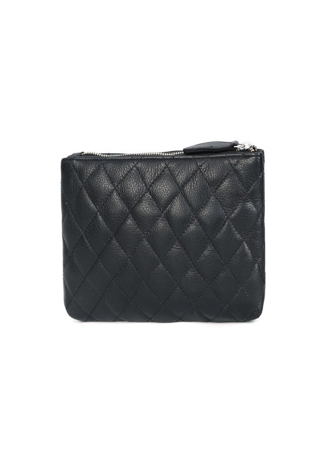 Celtic Premium Quilted Genuine Leather Zip Pouch Clutch for Women | Luxury Travel Bag - Image 3